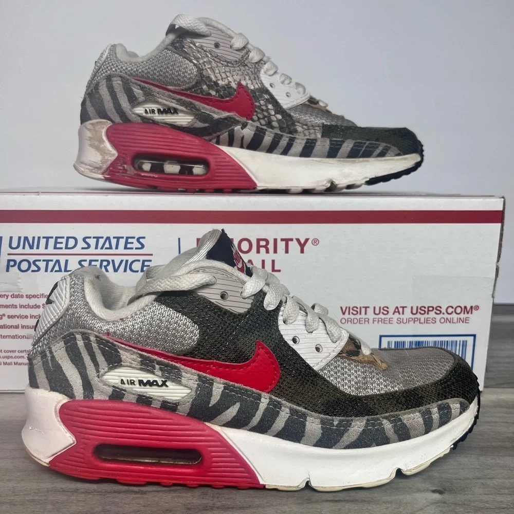 Nike Air Max 90 GS Tunnel Walk Animal Print Youth 4 br Sneakers‎ Running casual